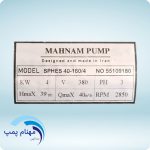 مشخصات لجنکش 40/160 استیل 316 مهنام پمپ